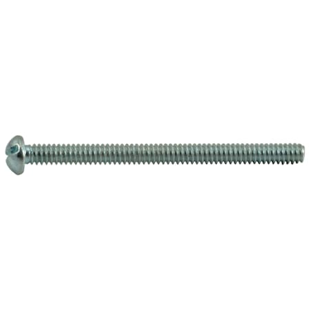 #4-40 X 1-1/2 In Slotted Round Machine Screw, Zinc Plated Steel, 48 PK